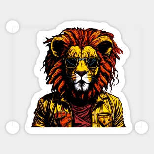 Lion's City Swagger: Selfie in Modern Threads Sticker